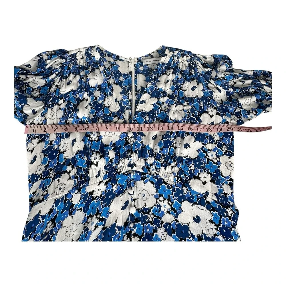 FAITHFULL THE BRAND Women's Casual White Blue Floral Midi Dress US‎ 6